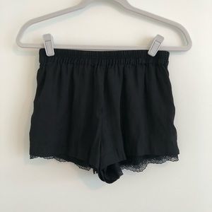 Zara basic black shorts with lace trim detail